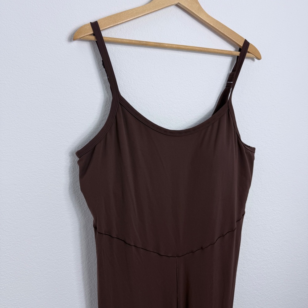 Aerie Offline Brown Flare Leg Jumpsuit Adjustable Spaghetti Straps Stretch - Picture 5 of 9